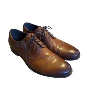 The Groomsman Suit 11 Leather Cap Toe THEO Oxfords $199 Lace Up Dress Shoe Brown